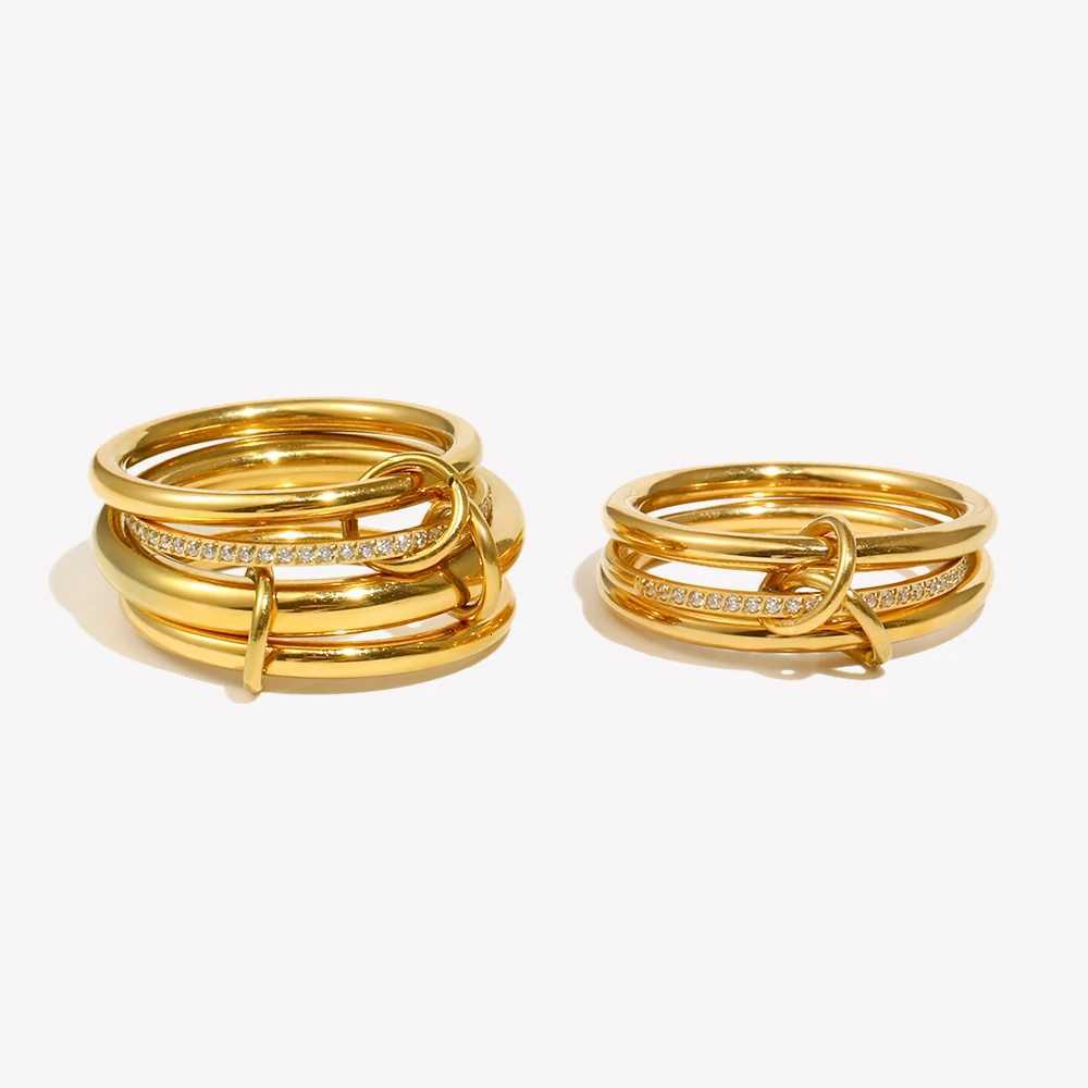 Rings E.B.belle Three/Four Layers Band Rhinestone Non Fixed Ring Waterproof Stainless Steel Fashion Jewelry For Women Girls Charm GIfts N260924