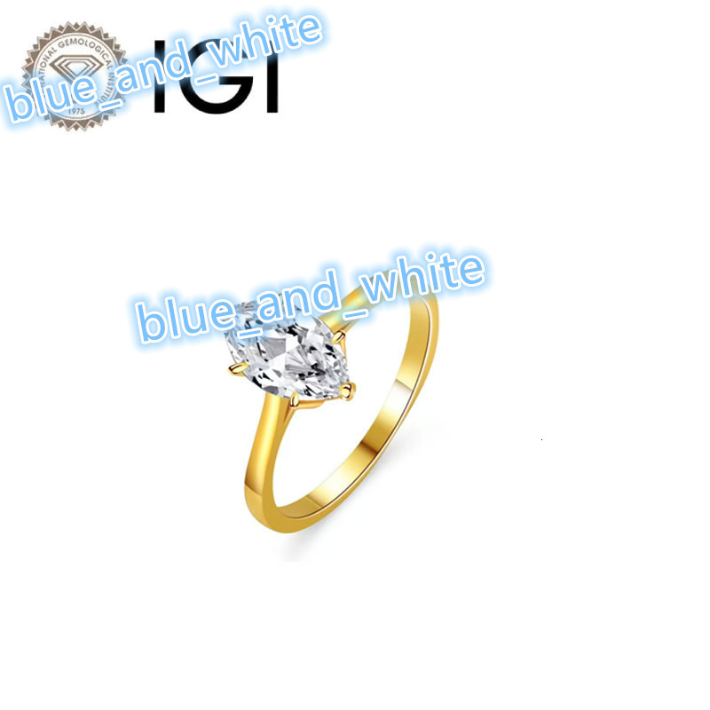 Huacan Marquise Cut Lab Diamond Ring 14K 18K Solid Gold IGI Certified Unisex D Color Engagement/Wedding Trendy Fashion Jewelry