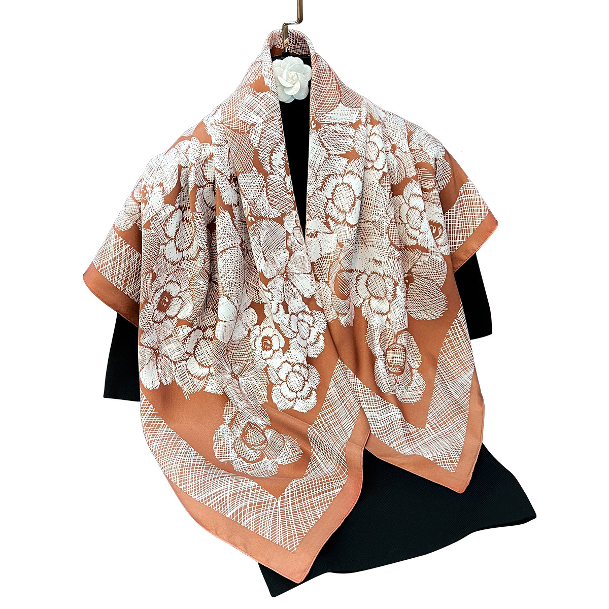 Spring autumn lightweight floral print neck scarf, twill fabric, elegant and stylish, suitable for commuting - view 6