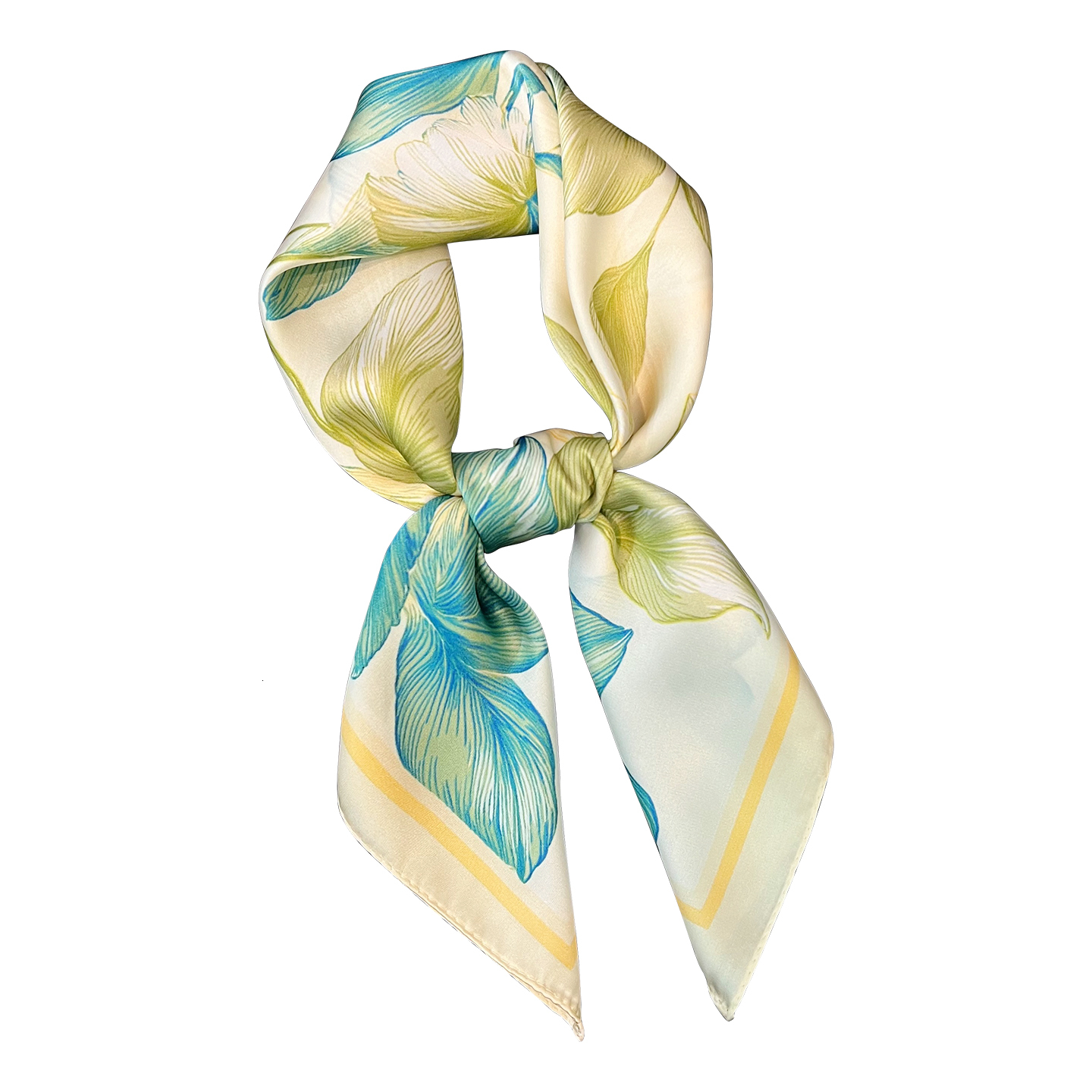 Chinese-style floral print faux silk small square scarf, versatile summer accessory for women, a lightweight and elegant neck scarf - view 6