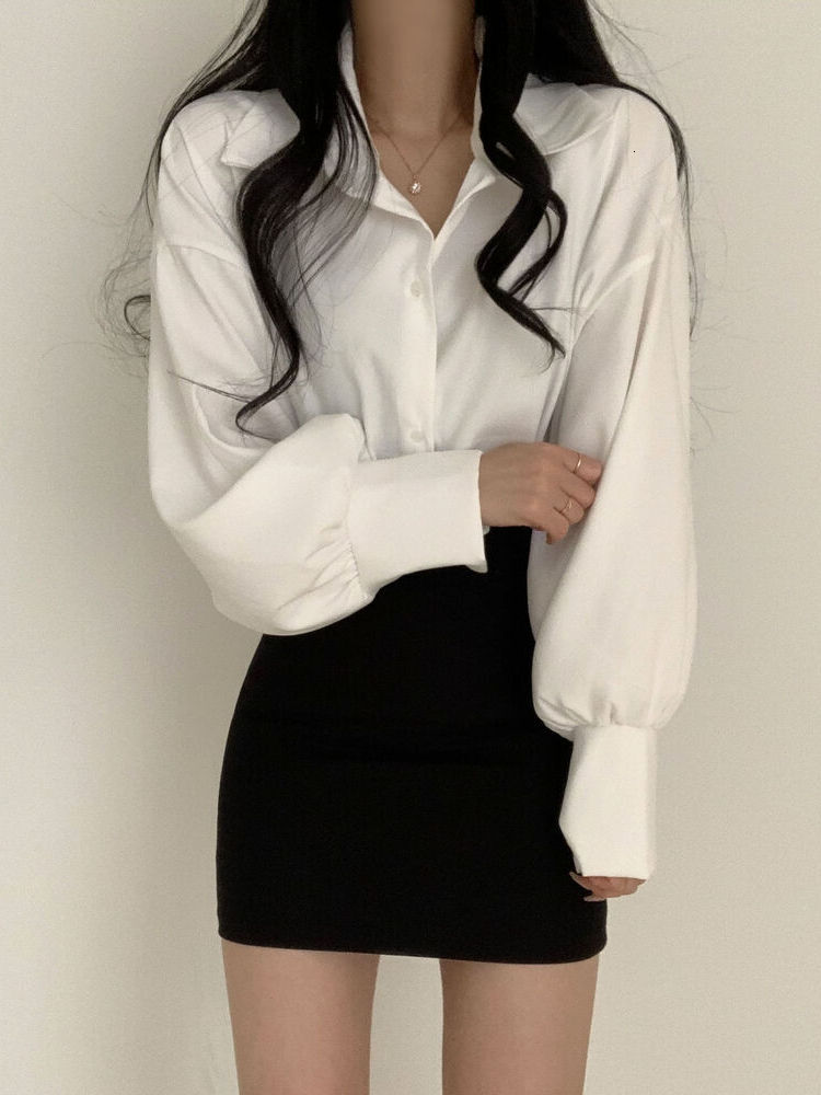 Elegant Red Women's Shirt Vintage Design Spring Fashion Inner Wear Chic Top Korean Style Sweet Loose Fit Long Sleeve Button up - view 3