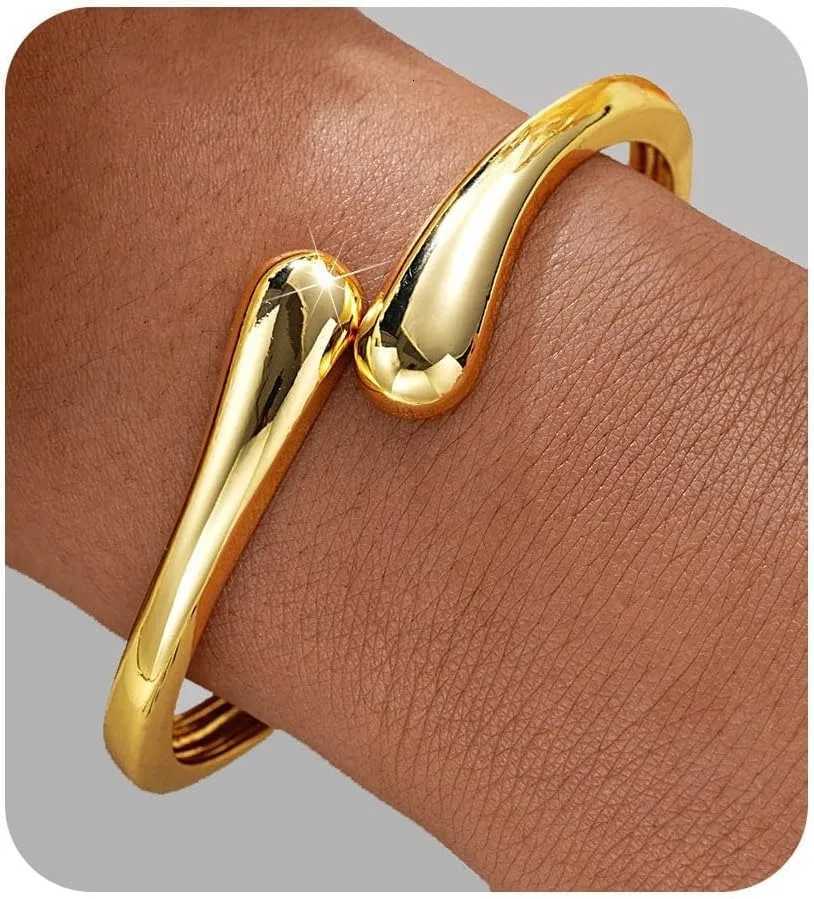Gold Bangle Bracelets for Bangle Wen Teens Tren Chunky Adjustable Twist Cuff Bracelet Jewelry Gifts N260924 - view 3
