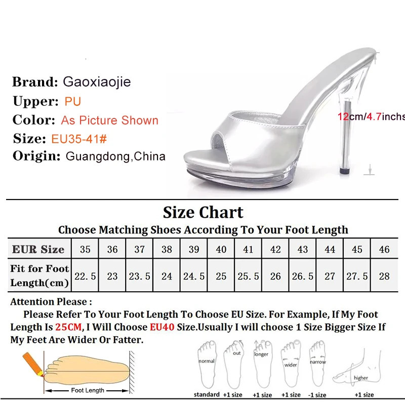 Thin High Heels Slippers Women Summer Elegant Shoes Fashion Anti Slip Transparent Sandals 12CM Sexy Leather Slides Plus Size 43 260924 - view 6