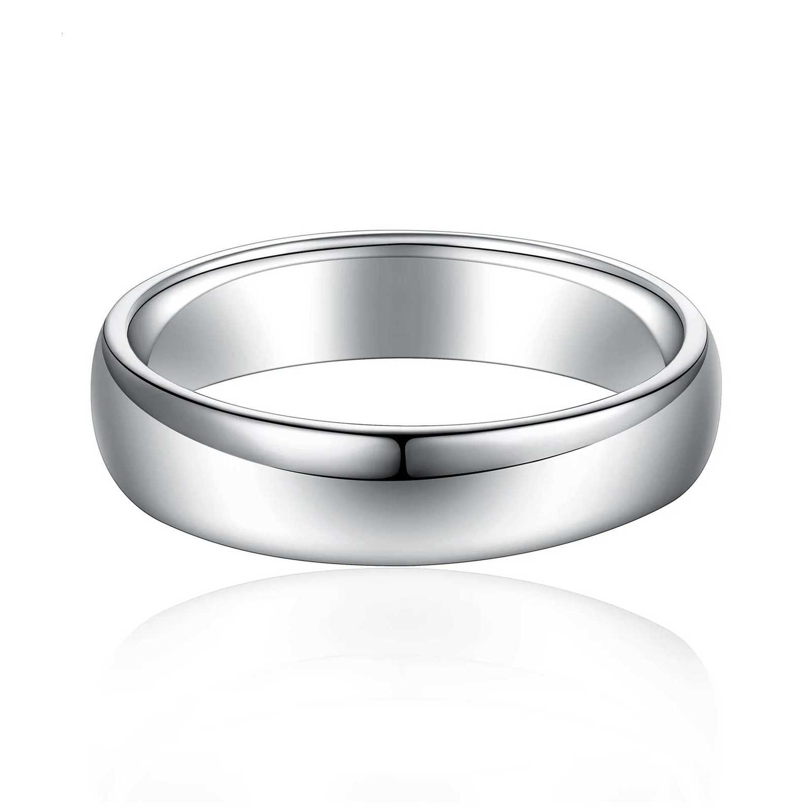 Rings 925 Sterling Silver Band Polished Dome Band Ring D VVS1 Moissanite Multi Tone Minimalist Couple Wedding Fine Jewelry For Men Women N260924 - view 7