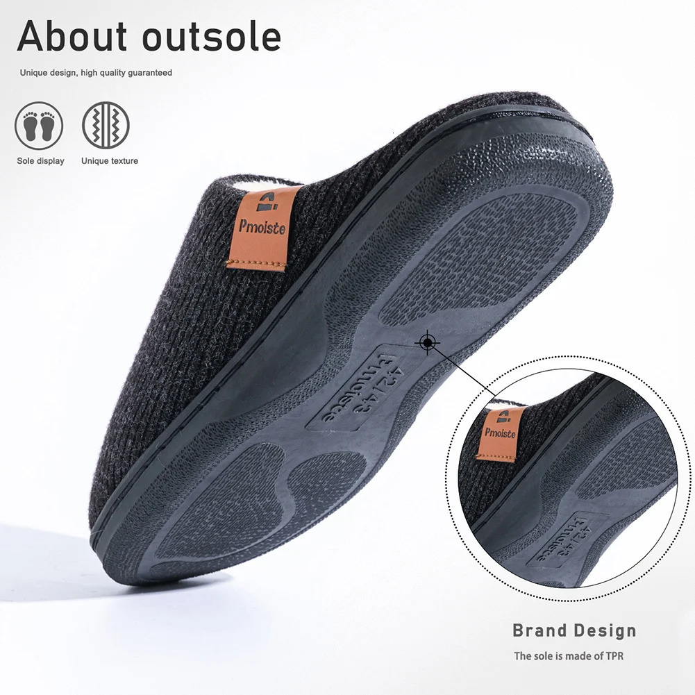 Winter men's slippers memory cotton shoe pad TPR large sole flat bottom anti slip warm and comfortable indoor knitted shoes 260918 - view 4