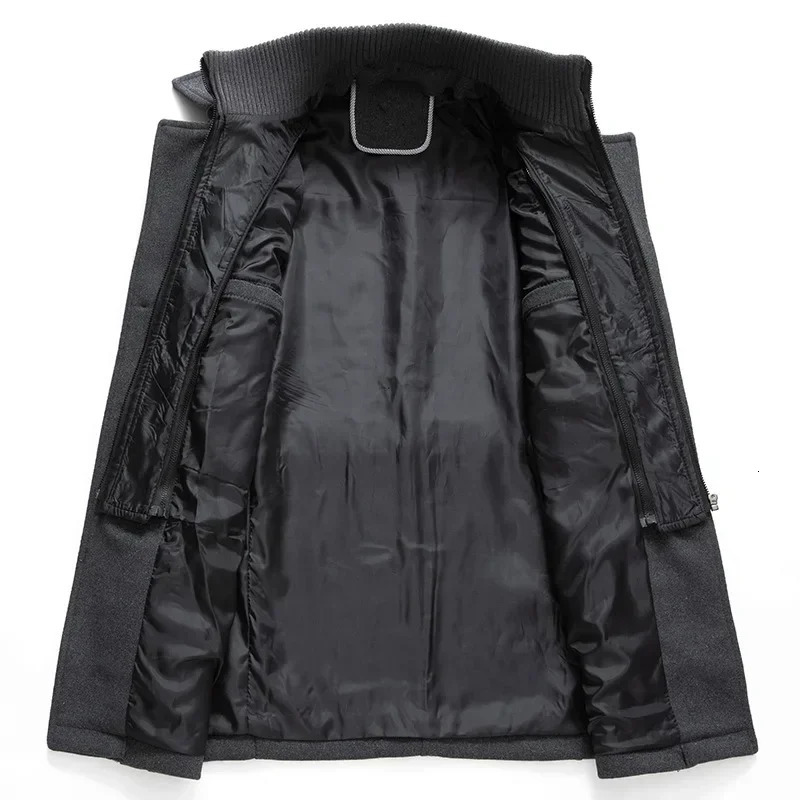Men Fashion Autumn Winter Wool Trench Coats Fashion Middle Long Jacket Male Double Collar Zipper Coat Windbreak Woolen Overcoat 260923 - view 7