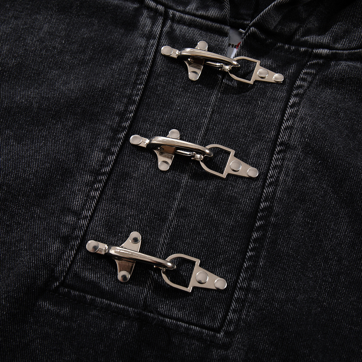 Denim/Cotton Heavyweight Layered Look Washed Denim Jacket with Airplane Buckle for Men American Retro - view 4