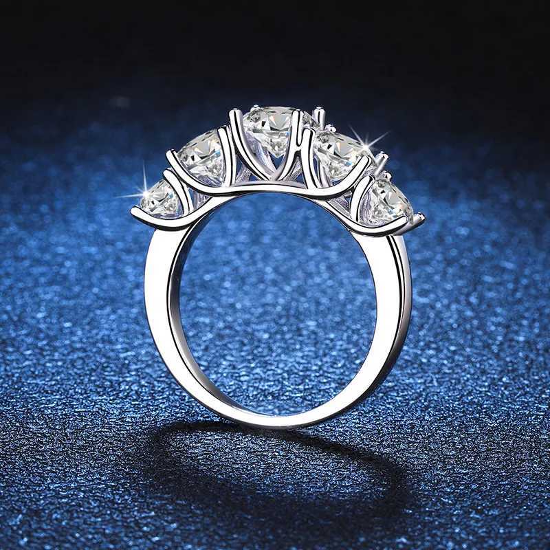 Rings 18k Plated 3.6CT Band All Moissanite Rings for Women 5 Stones Sparkling Diamond Wedding Band S925 Sterling Silver Jewelry GRA N260924 - view 5