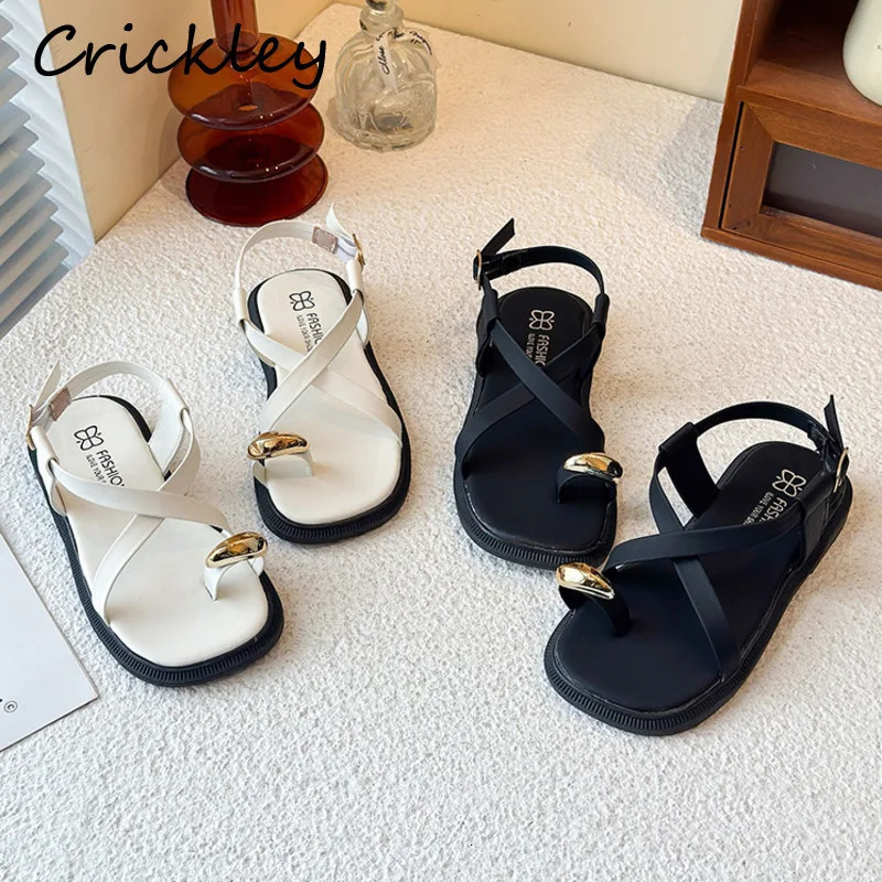 Cross Strap Girls Sandals Solid PU Leather Flip Flops Sandals For Children Summer Elastic Band Soft Kids Gladiator Shoes 260923
