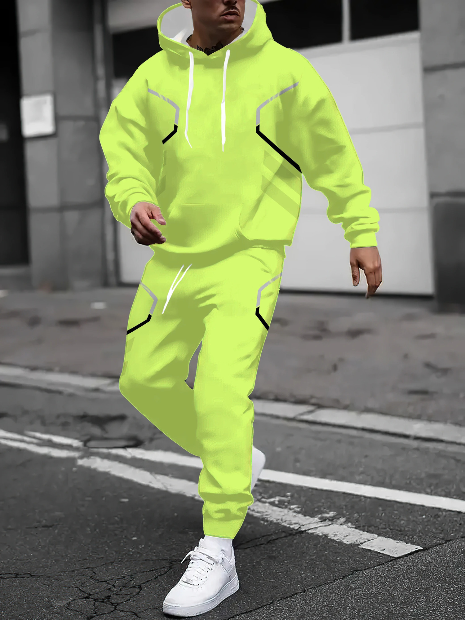 The mens hoodie set for Spring and Autumn features a casual fashionable soft and comfortable 3D pattern print 260924 - view 5