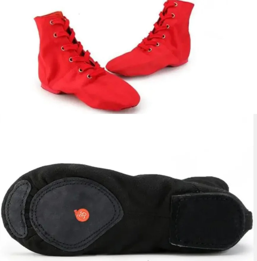 1pairlot Men Women Sports Dancing Sneakers Jazz Dance Shoes Lace Up Dancing Short Boots Blue Red Black 260924 - view 6