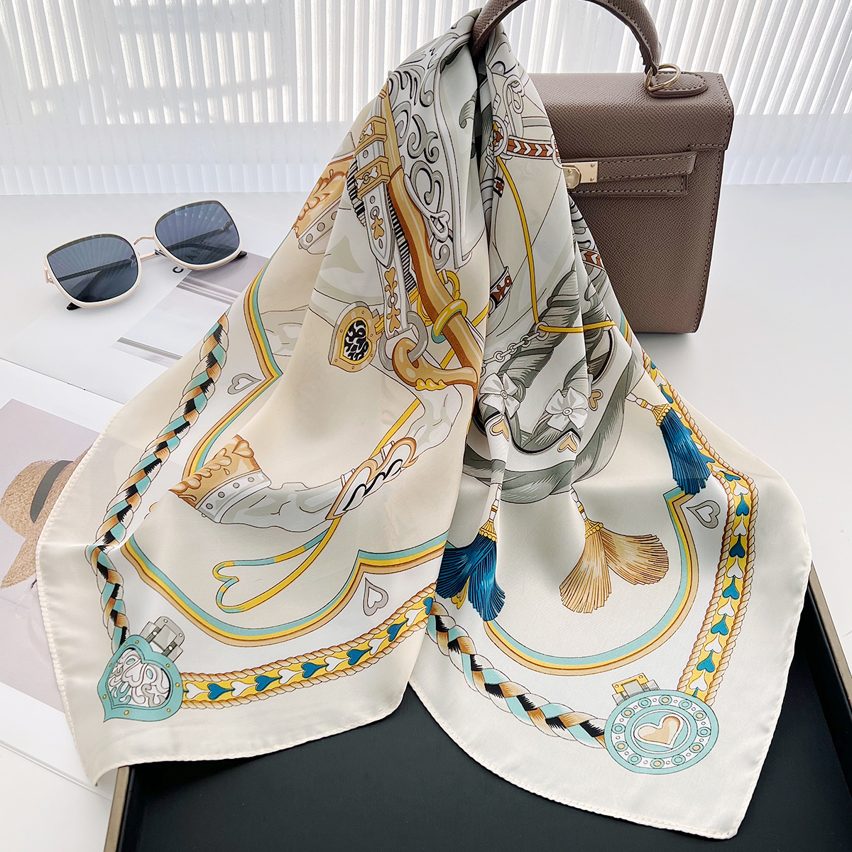 2026 Summer New Horse Pattern Silk Scarf for Women, Commuting Scarf, Spring and Autumn Fashion Versatile Shawl - view 5