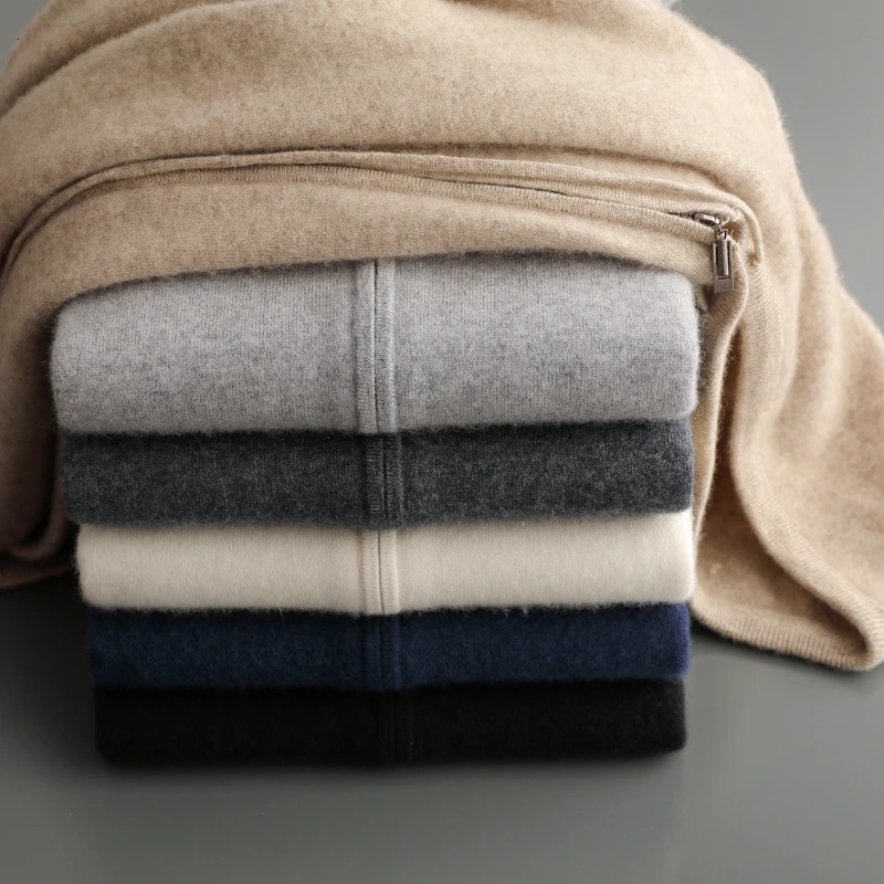 Men Knitted Plane Hooded Cardigan Cashmere Sweater Zipper n Pocket Decoration High quality Thick Warmth Hoodie 260922 - view 7