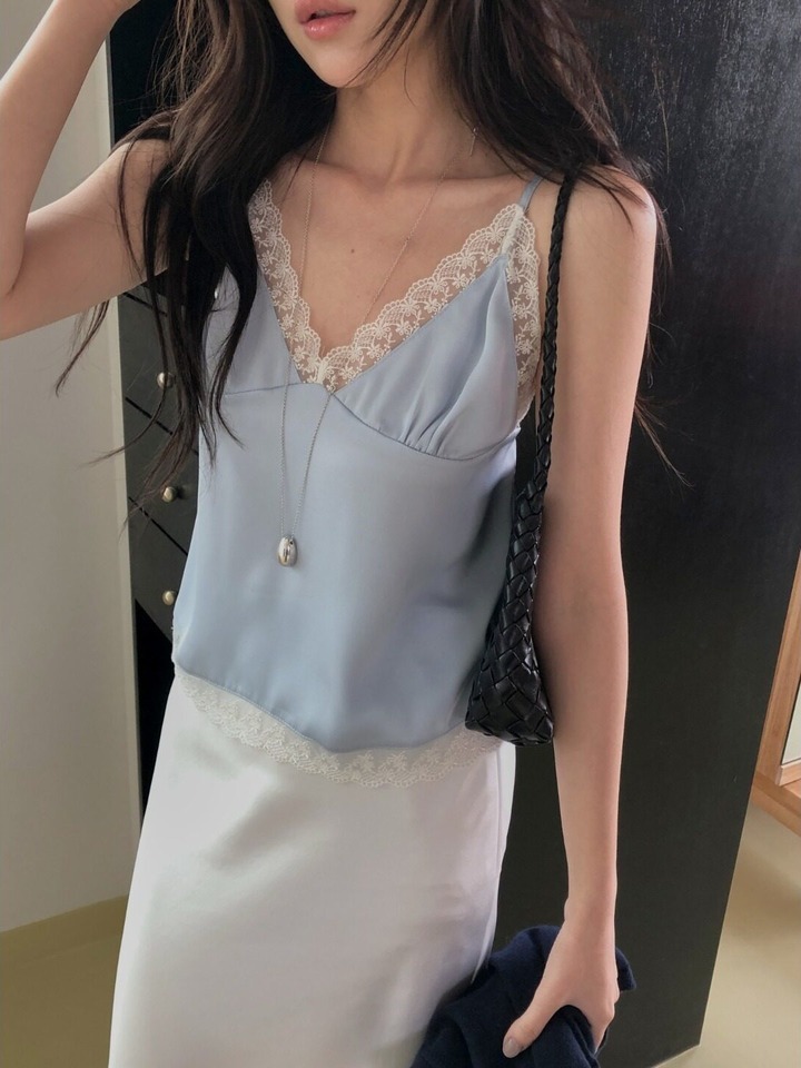 Elegant Lace Splice Crop Top Women's Slim Fit Summer New Camisole Korean Style Inner Wear Casual Versatile - view 4