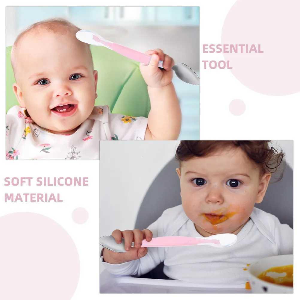 Feeding Other Baby 2Pcs Double Head Baby Spoon Silicone Feeding Tool for Purees Yogurt Smoothies Fruit Scraping Infant Toddler Food Scraper Baby C2609 - view 5
