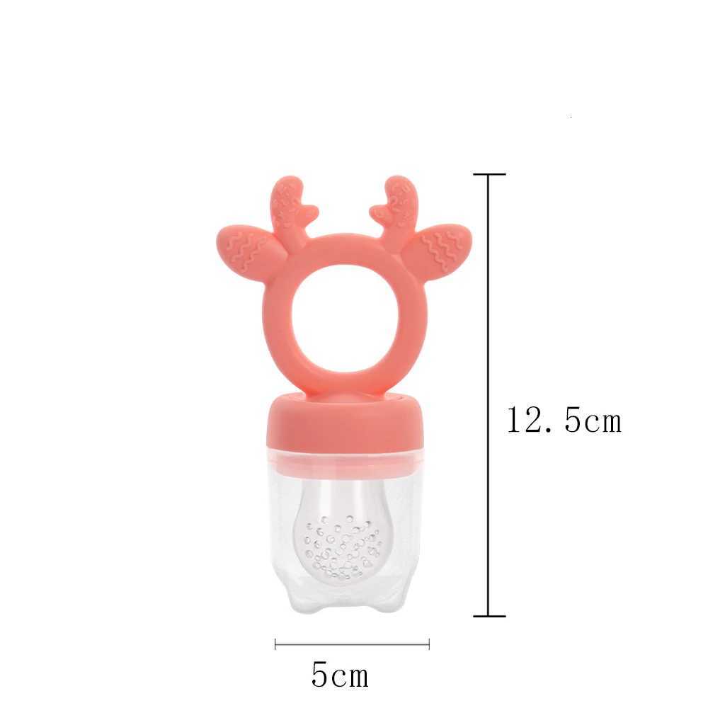 Feeding Other Baby BPA Free Baby Fruit Food Feeder with Dust Cover Deer Silicone Teething Nibbler 3 Colors Toddler Vegetable Feeding Pacifier Teether  - view 5