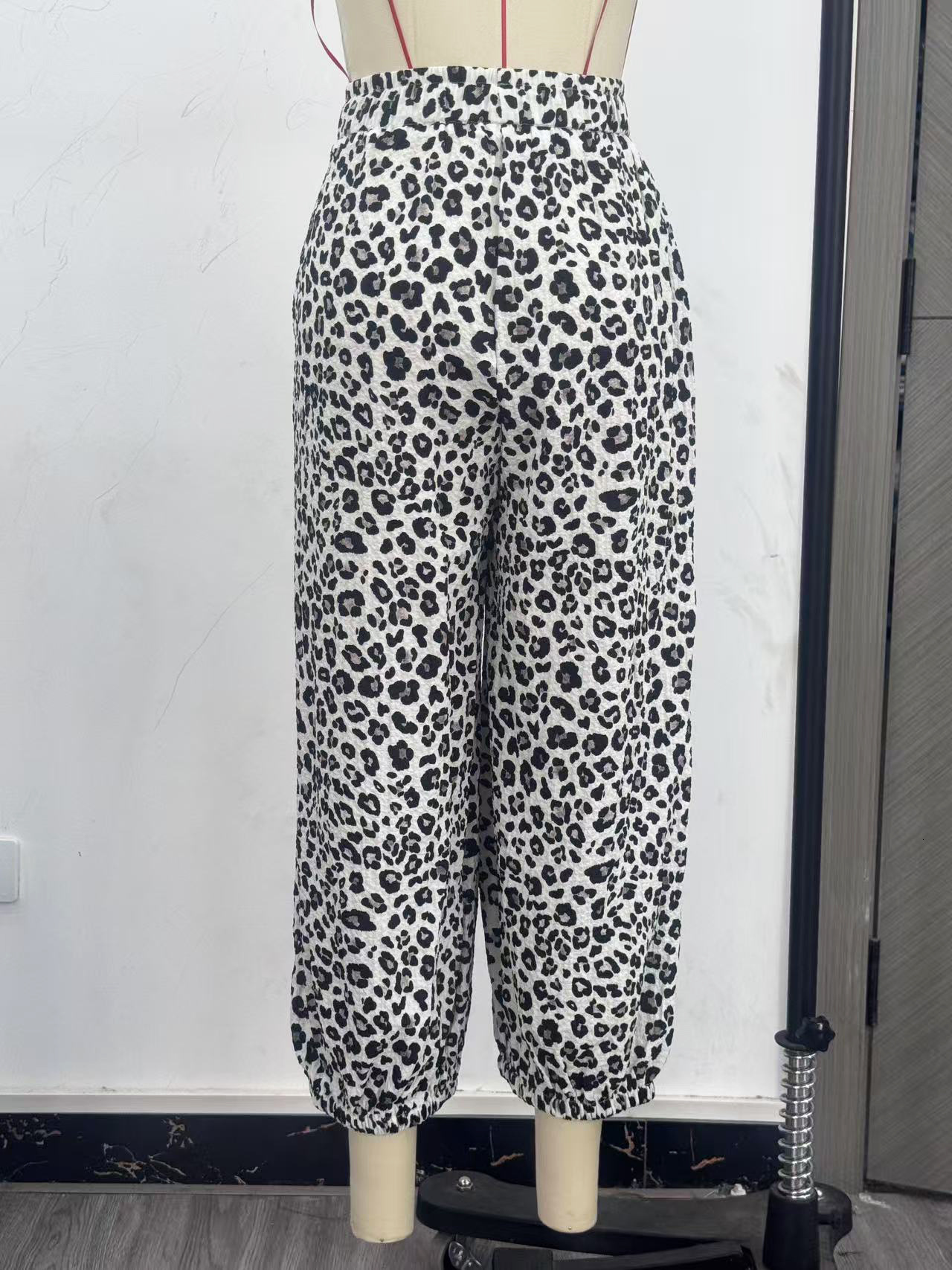 European and American cross-border foreign trade hot-selling leopard print cropped wide-leg pants, fashionable, loose, casual, breathable, high-qualit - view 7