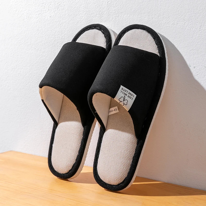 Men's Spring Summer Breathable Slippers Non-Slip Indoor House Shoes Couples Soft Sole Open-Toe Slippers for All Seasons Home Use 260918