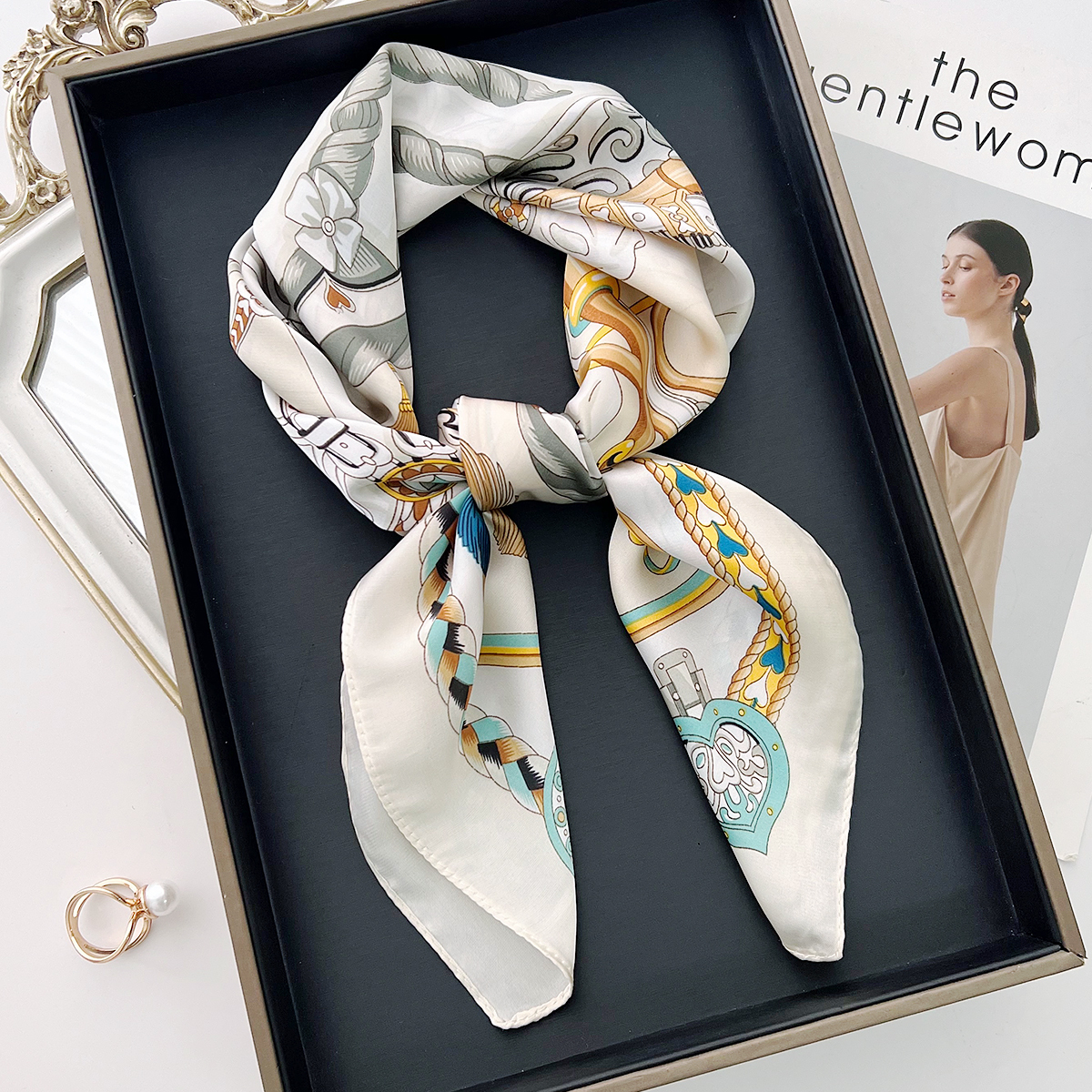 2026 Summer New Horse Pattern Silk Scarf for Women, Commuting Scarf, Spring and Autumn Fashion Versatile Shawl - view 4