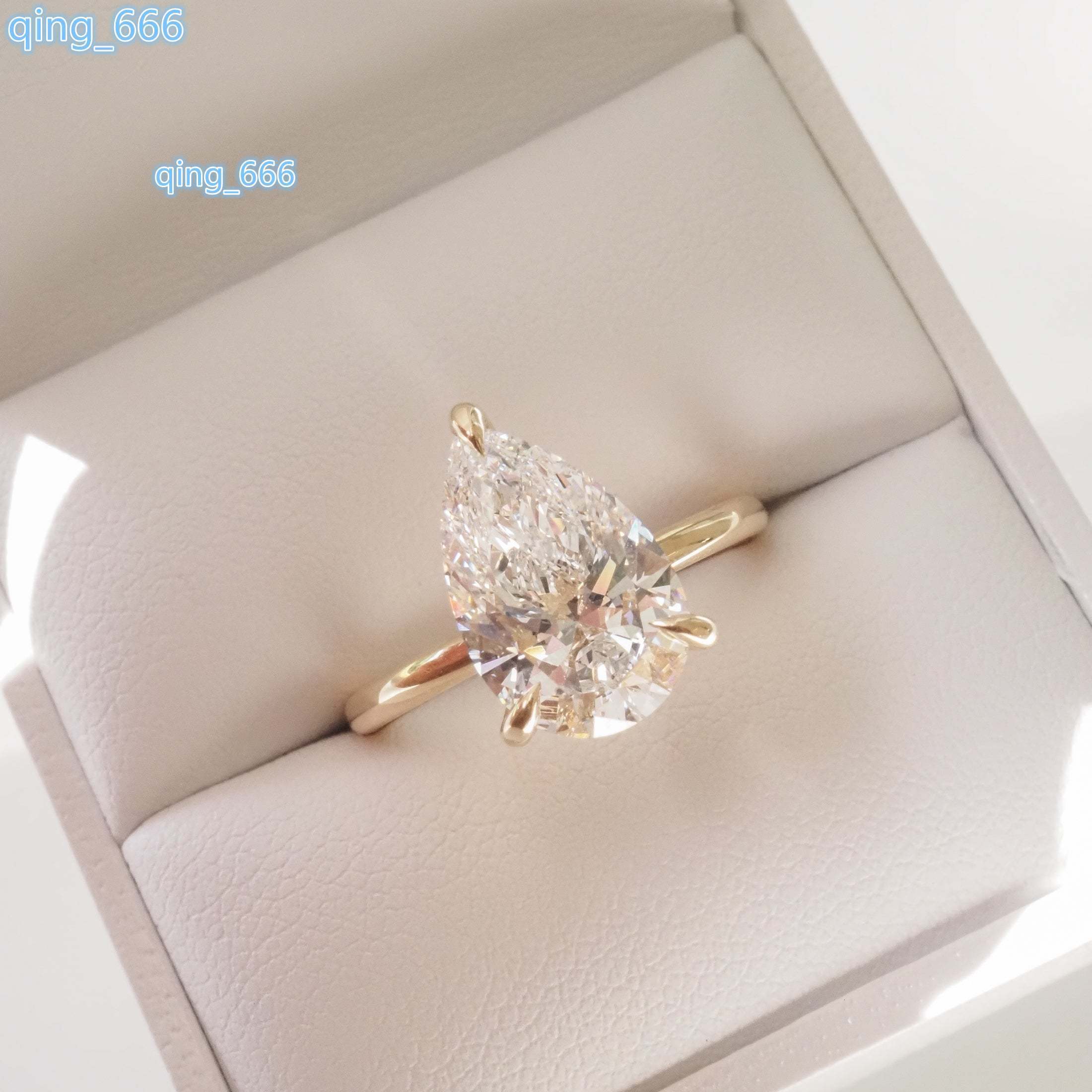 IGI Certified 1.0-4.0ct Pear Cut Lab-Grown Diamond Women's Classic 14K Pure Gold Luxury Wedding Engagement Ring Fine Jewelry