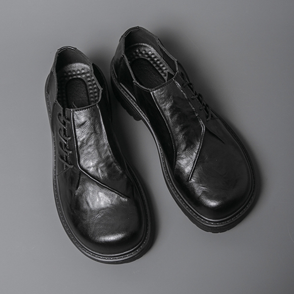 Four season side lace up thick soled big toe leather shoes, fashionable formal wear, business casual shoes, plus size office men's shoes 14561 - view 9