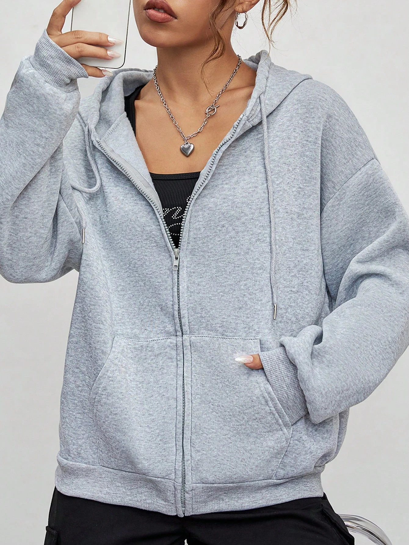 Solid Zipper Hoodie Women Warm Fleece Hoodies Autumn Casual Hoody Street Pocket Sportswear Oversized AllMatch Female Veste 260924 - view 3