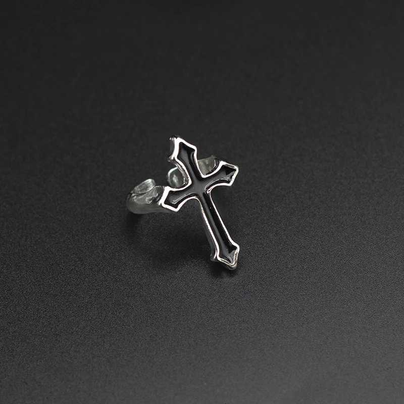 Black Band Vintage Rings 1PC Big Cross Open Ring For Women Party Jewelry Men Trendy Gothic Metal Color Finger Ring Anillo N260924 - view 4