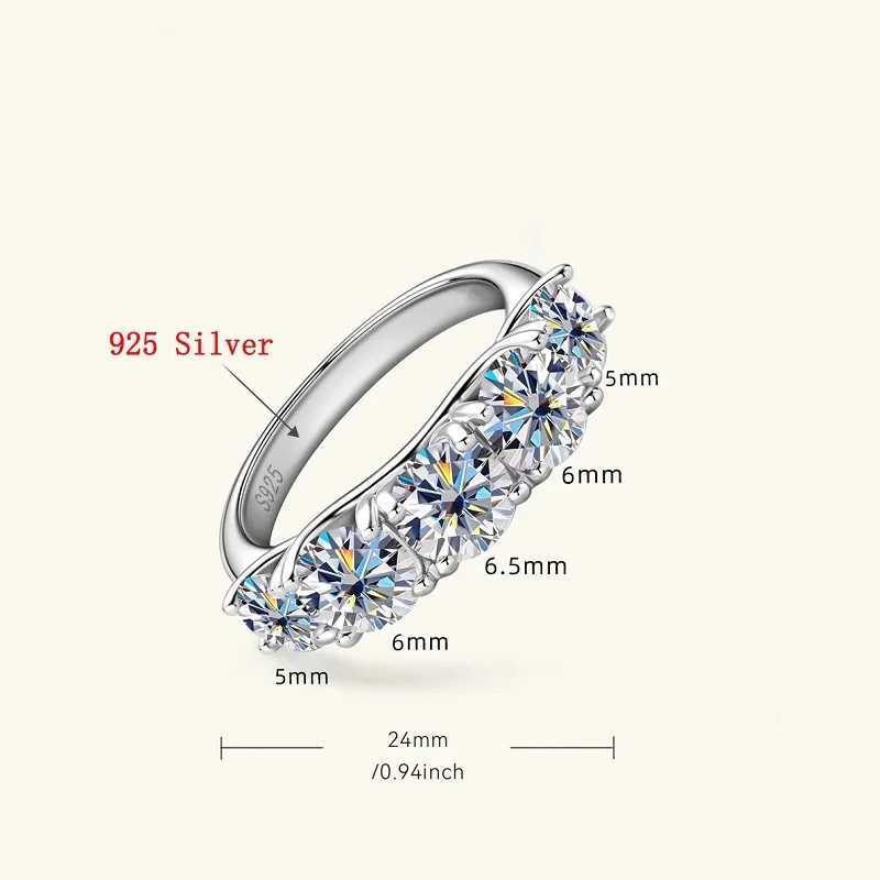 Rings 18k Plated 3.6CT Band All Moissanite Rings for Women 5 Stones Sparkling Diamond Wedding Band S925 Sterling Silver Jewelry GRA N260924 - view 6