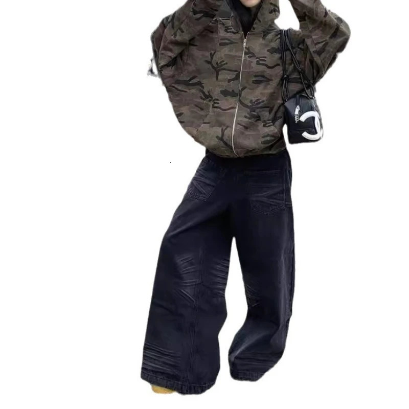 Vintage Camouflage Hooded Sweatshirt Jacket Women's Fall and Winter Loose Long-sleeved Zip Top 260923 - view 6