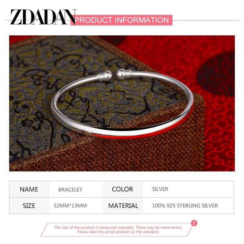 Sier Bangle Sterling ZDADAN 925 Round Open Cuff Bracelet For Wen Charm Jewelry Gift N260924 - view 7