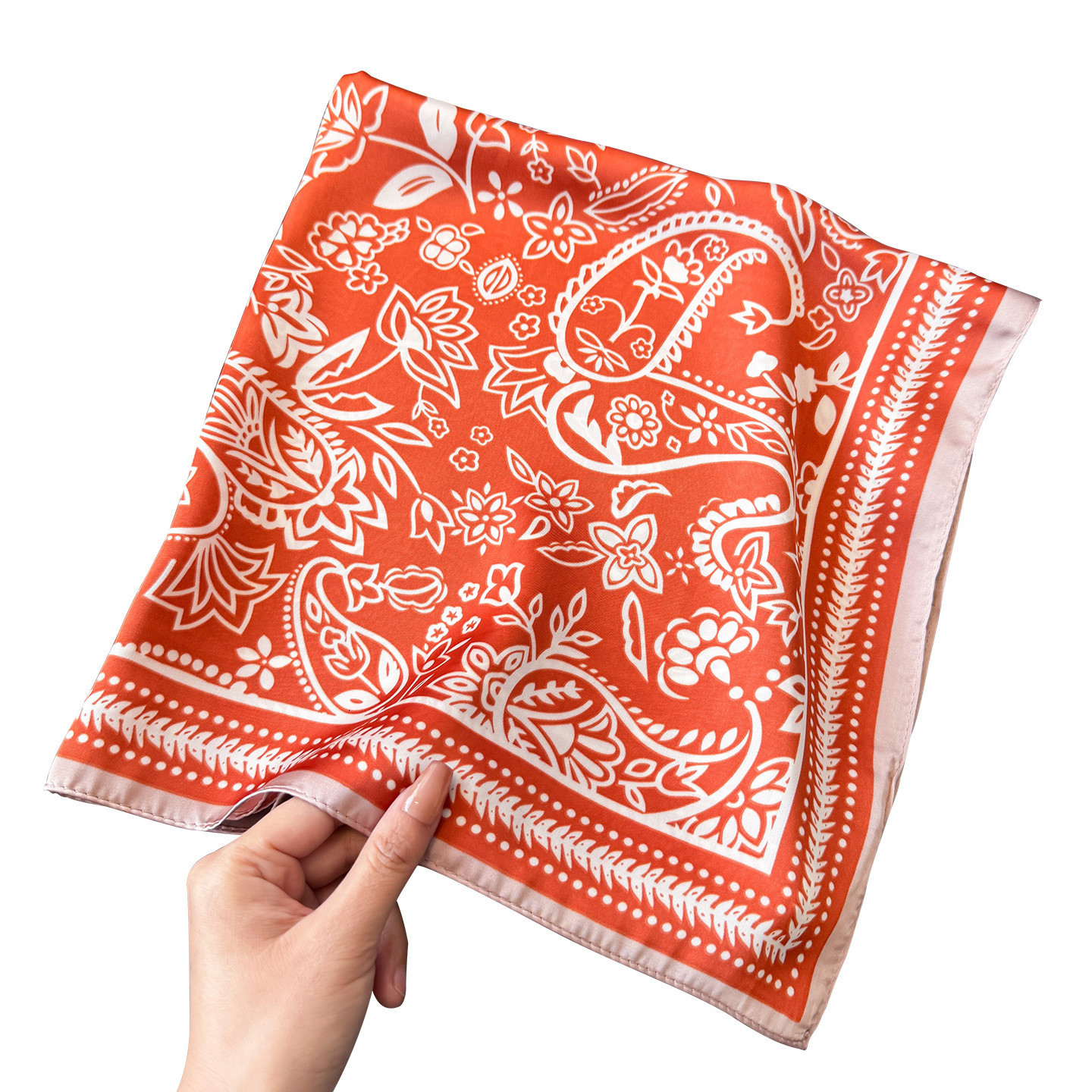 Retro cashew-patterned faux silk small square scarf, stylish and versatile, can be used as a headscarf, shawl, sun-protective neck wrap, or women' - view 6