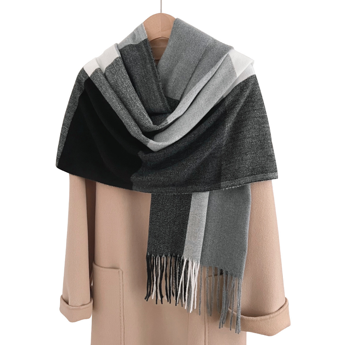 New Nordic Autumn Winter British Style Thickened Warm Imitation Cashmere Plaid Scarf Shawl for Couples Men and Women Dual-use - view 6