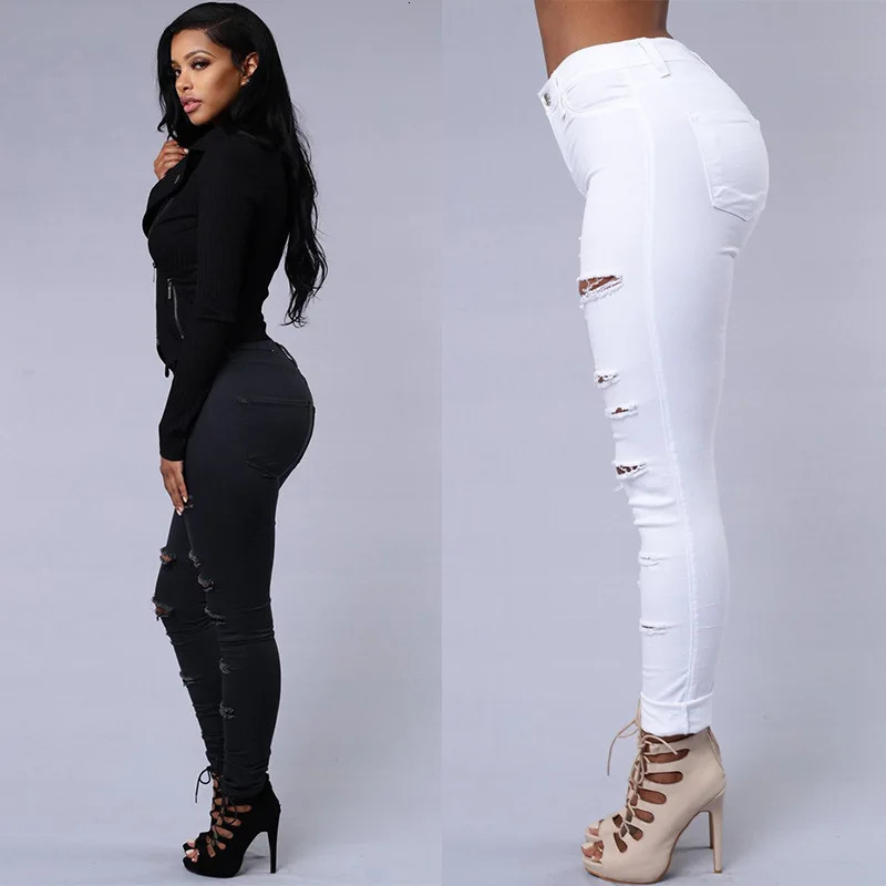 ripped jeans for women sexy skinny denim jeans fashion street casual pencil pants female spring and summer clothing 260922 - view 7