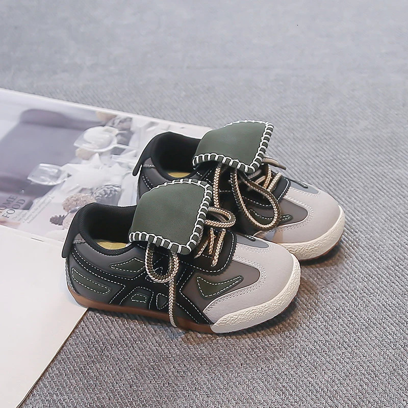 Kids Retro Color Block Sneakers Flip Tongue n Contrast Stitching Non Slip Rubber Sole Boys Girls Street Daily Walking Shoes 260920 - view 4