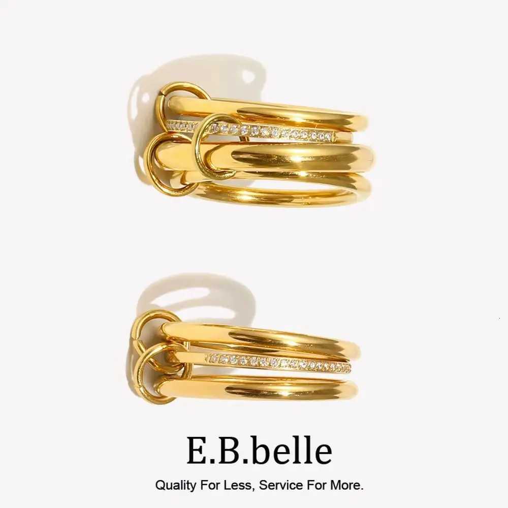 Rings E.B.belle Three/Four Layers Band Rhinestone Non Fixed Ring Waterproof Stainless Steel Fashion Jewelry For Women Girls Charm GIfts N260924 - view 3