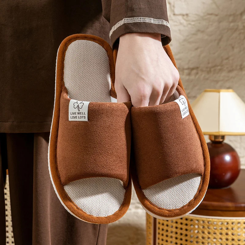 Men's Spring Summer Breathable Slippers Non-Slip Indoor House Shoes Couples Soft Sole Open-Toe Slippers for All Seasons Home Use 260918 - view 4