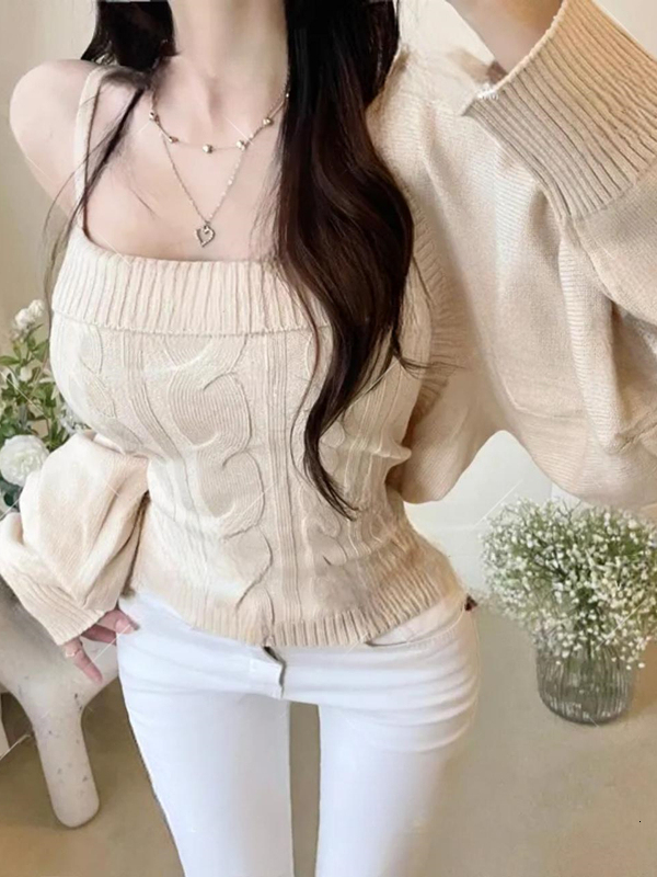 Dongda Gate New Style Pure Desire Slim Fit Knitted Long Sleeve Wrap Cardigan Two Piece Set Highlight Body Shape Sexy Fashion - view 4