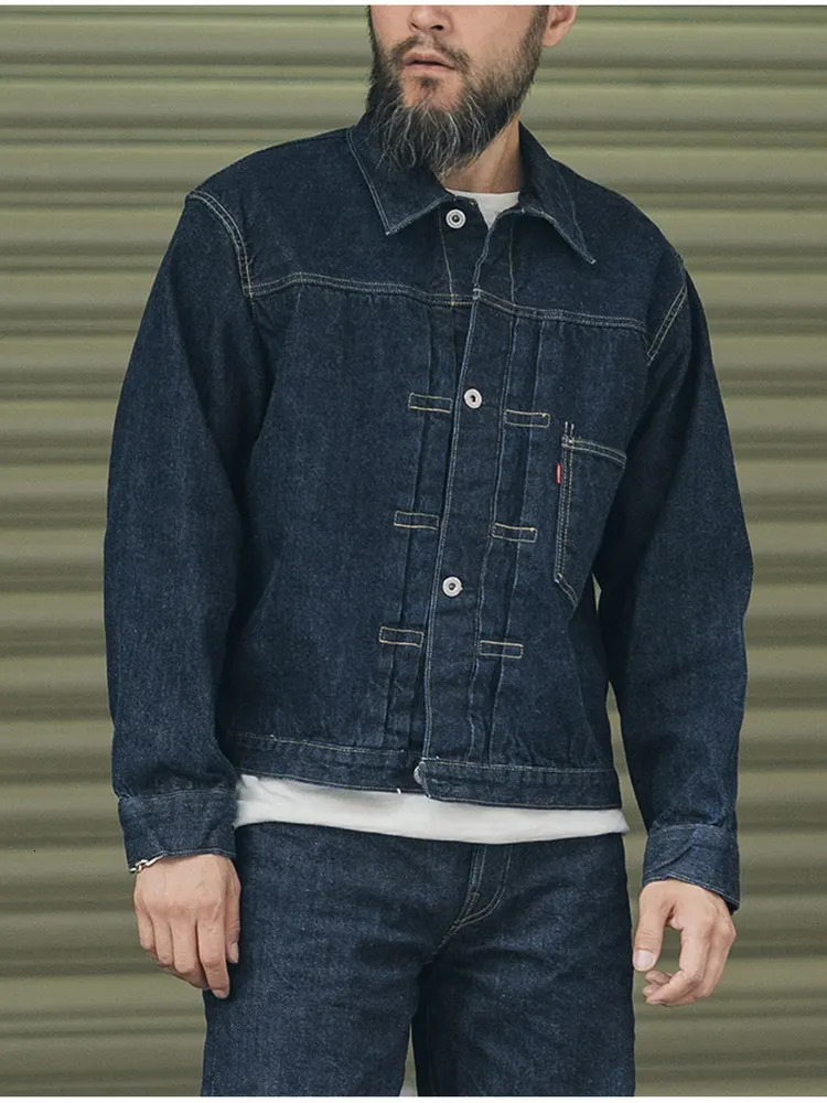 Rugged Bronson 1942 War Simplified Model Raw Denim Jacket 14oz 42806XX Selvedge Indigo Pleated Workwear Jean Outerwear for Men 260923