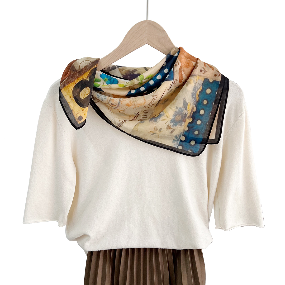 Artistic Fashion Blend Mulberry Silk Small Summer Versatile Multi-functional Decorative Hairband High-end Scarf - view 6