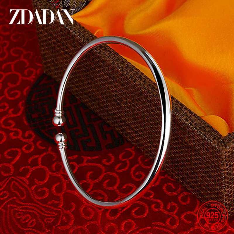 Sier Bangle Sterling ZDADAN 925 Round Open Cuff Bracelet For Wen Charm Jewelry Gift N260924 - view 5