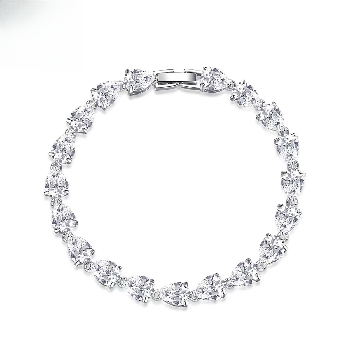 925 Sterling Silver Moissanite Tennis Bracelet Pear Cut Teardrop Stone Chain Bracelet Fine Jewelry For Women Wedding Party - view 3