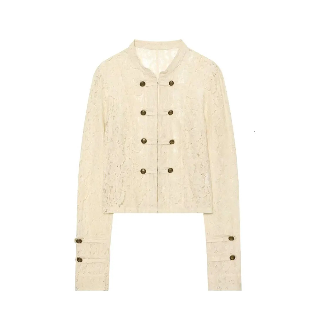 2026 Autumn Women Long Sleeve Stand Collar Napoleon Short Jacket Lace Knot Decor Slim Casual Outerwear Female Daily Wear 260924 - view 4