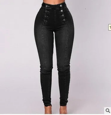 Denim Pencil Pants Women Vintage Jeans High Waist Washed Double Breasted Pockets Basics Ankle Length Trousers Streetwear 260922 - view 7