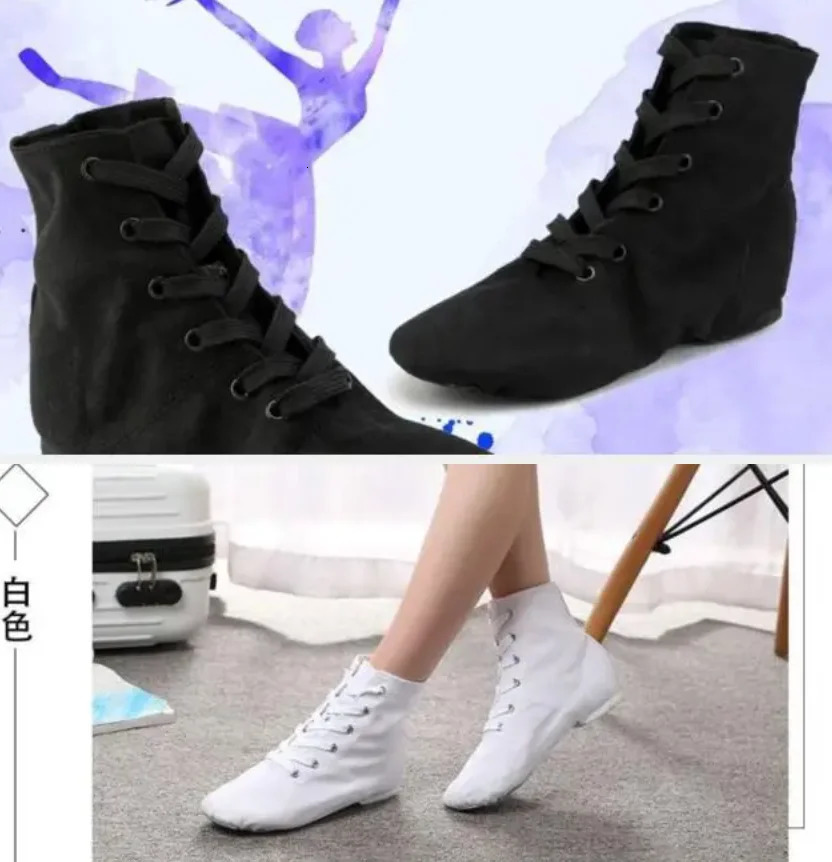 1pairlot Men Women Sports Dancing Sneakers Jazz Dance Shoes Lace Up Dancing Short Boots Blue Red Black 260924 - view 4