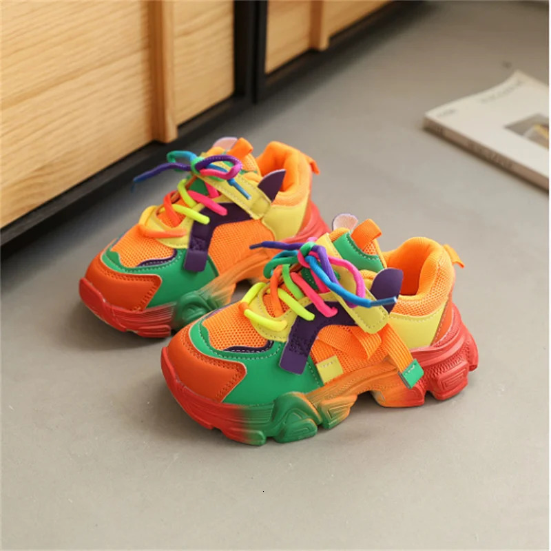 2026 Spring Children Shoes Colorful Fashion Breathable Kids Outdoor Tennis Soft Sole Sport Shoes Fashion Girls Boys Sneakers 260922