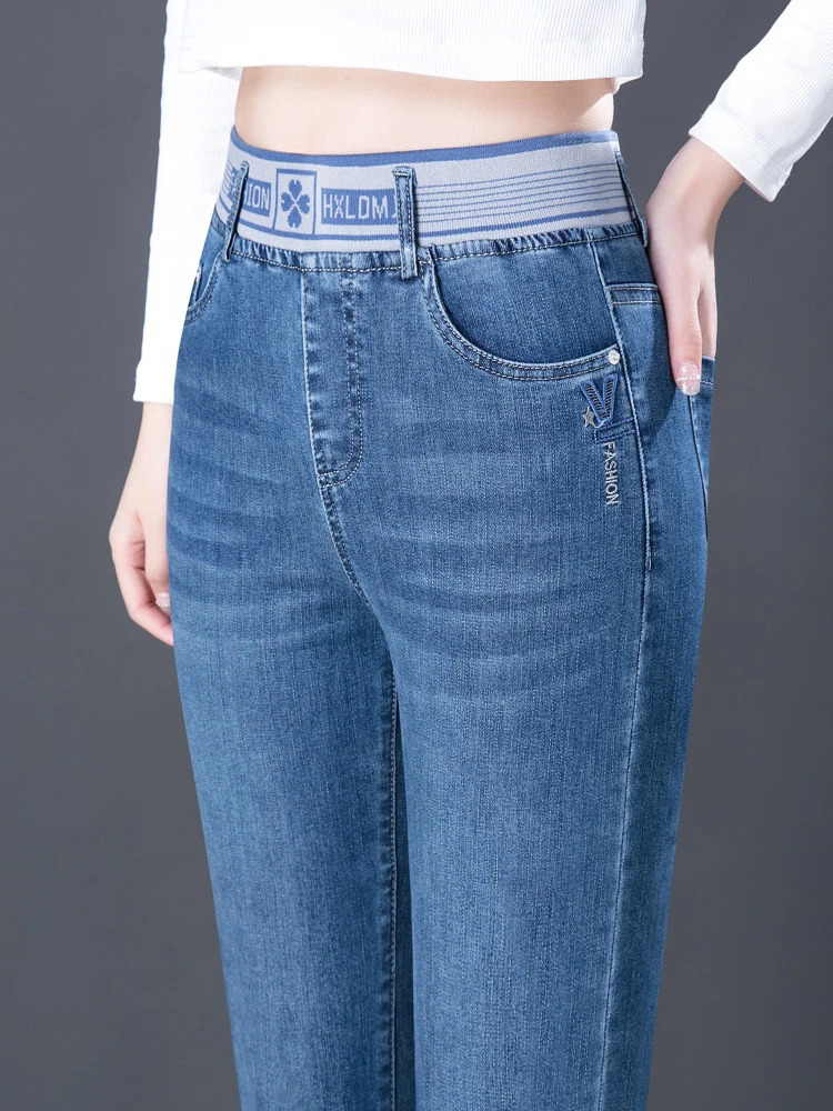 Mother Pencil Jeans Women Casual Elastic High Waist Skinny Denim Pants Big Size 36 Retro Stretch Vaqueros Korean Elegant Jeansy 260922 - view 3