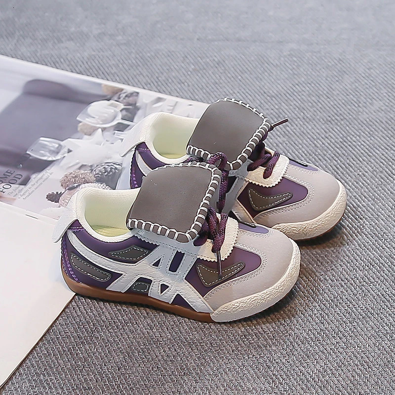 Kids Retro Color Block Sneakers Flip Tongue n Contrast Stitching Non Slip Rubber Sole Boys Girls Street Daily Walking Shoes 260920 - view 7