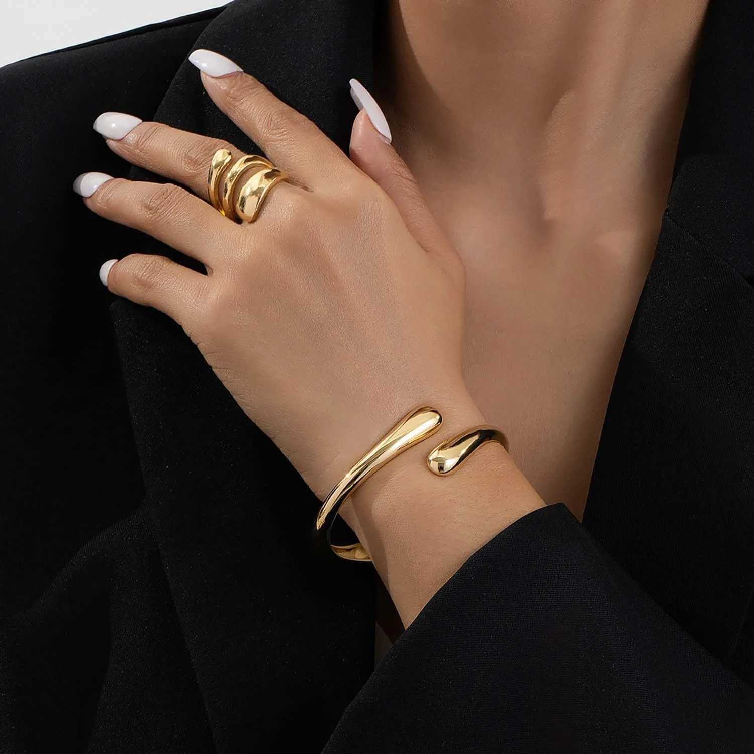 Gold Bangle Bracelets for Bangle Wen Teens Tren Chunky Adjustable Twist Cuff Bracelet Jewelry Gifts N260924