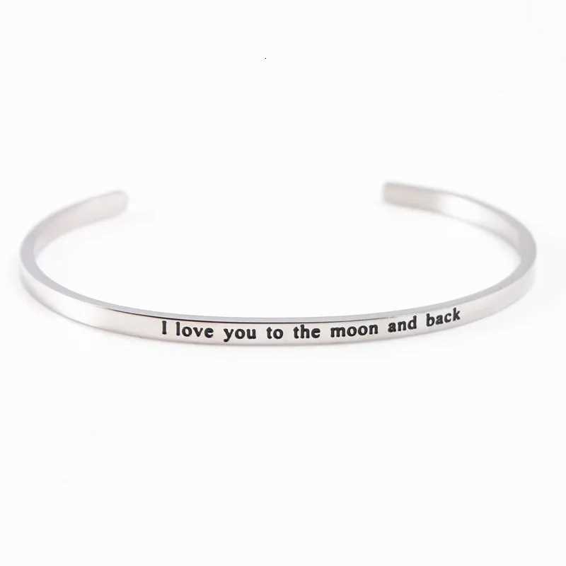 Stainl Bangle 316L Steel Elegant Cuff Bar Bangle GRATITUDE Bangles For Wen Brand Designer Jewelry Christmas New Year Gift N260924 - view 7