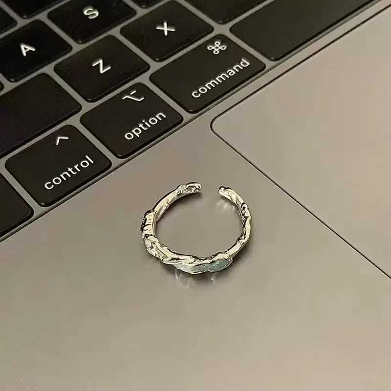 Rings 925 Sterling Silver Band Luxury Quality Jewelry Irregular Drop Glue Adjustable Rings For Women Accessories Jewellery Argent 925 N260924 - view 5